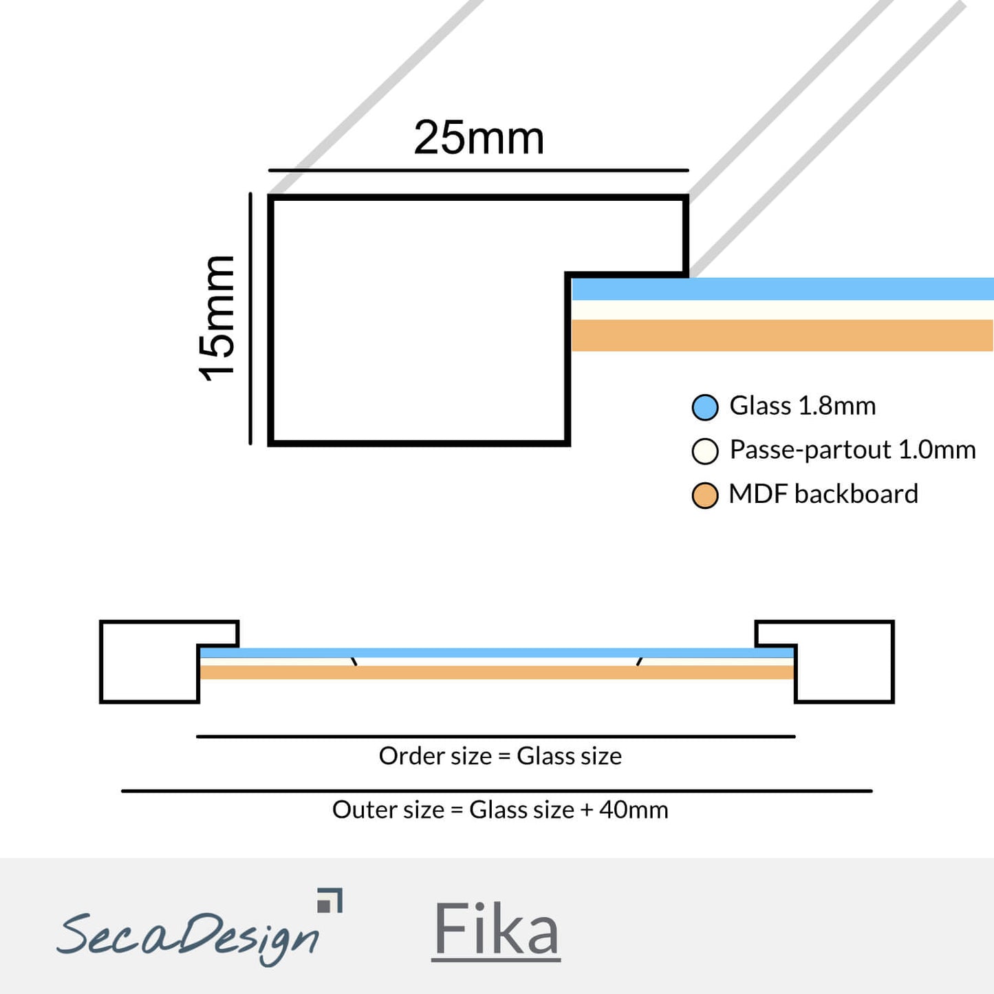 Houten fotokader Fika wit