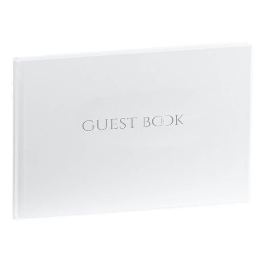 Gastenboek - GUEST BOOK -  wit / zilver  - 60 pagina’s - GBW2130GS