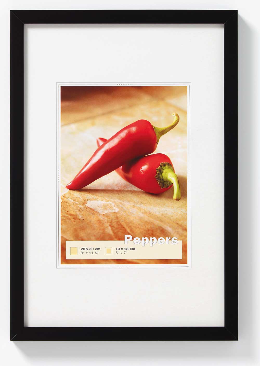 Houten fotokader - Peppers - zwart