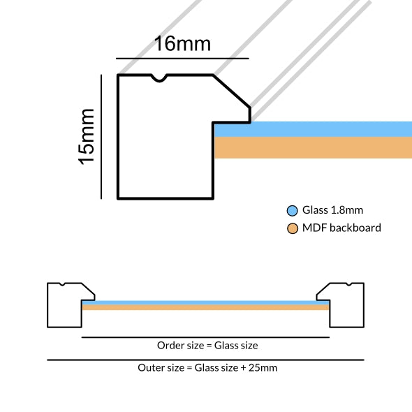 Houten fotokader Linea zwart